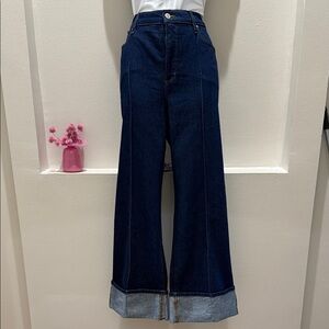 Ann Taylor Dark Denim High Rise Wide-Leg Jeans